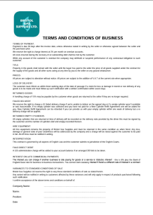 Bristol Gas Supplies Terms And Conditions Of Business